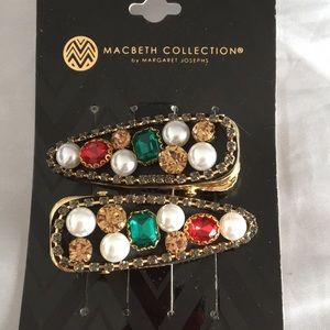 2 new Bronze Crystal & Pearls Hair clips